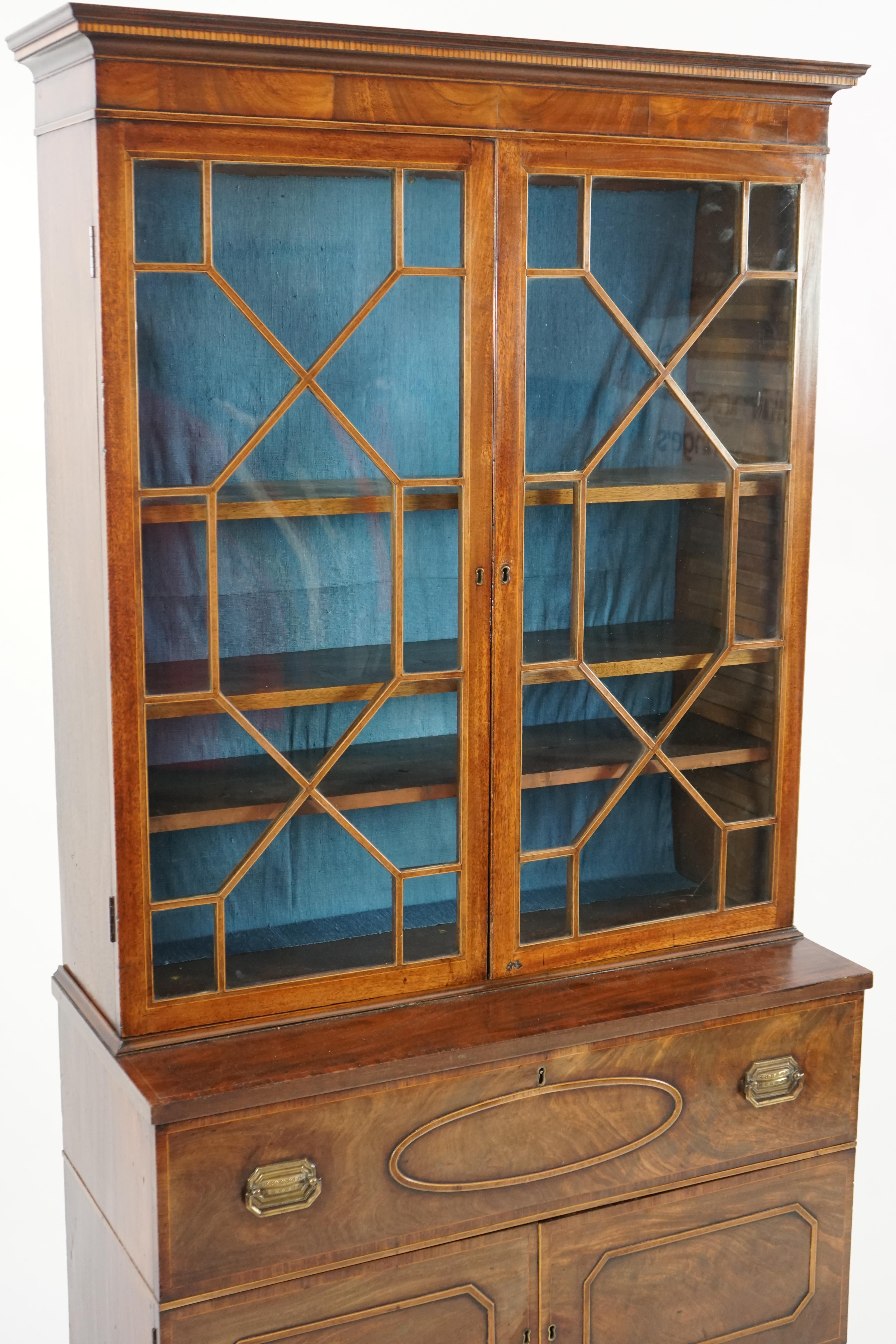 A late George III mahogany secretaire bookcase
